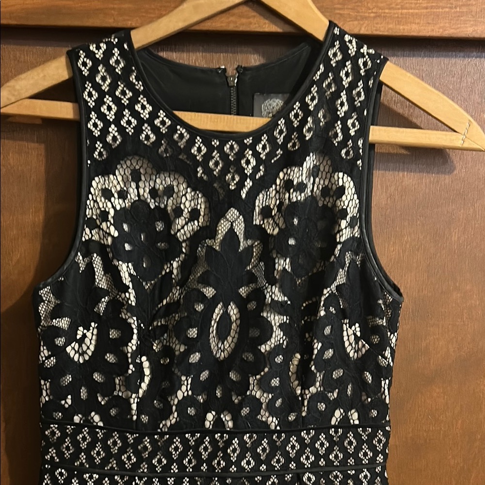 Vince Camuto Black and Cream High Low Dress